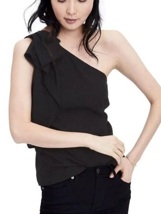 GAP Tops - NWT Banana Republic black one-shoulder blouse Size 10/Medium